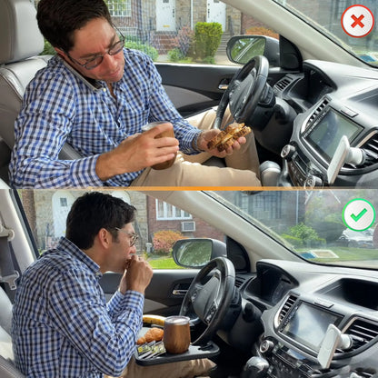 💥2-in-1 Car Steering Wheel Desk - Black ABS Plastic Food & Laptop Tray