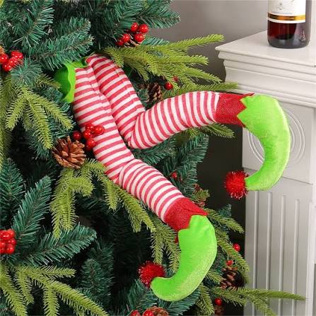 🎅 Santa Got Stuck! Funny Moving Christmas Tree Legs Ornament – Santa & Elf
