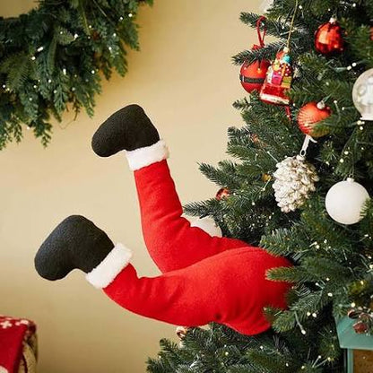 🎅 Santa Got Stuck! Funny Moving Christmas Tree Legs Ornament – Santa & Elf