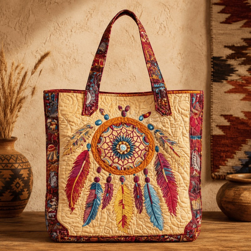 🐎 Western Quilted Tote Bag – Colorful Horse & Bison Print Everyday Carryall
