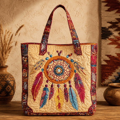 🐎 Western Quilted Tote Bag – Colorful Horse & Bison Print Everyday Carryall