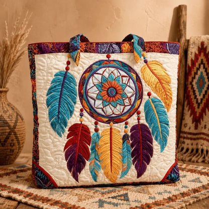 🐎 Western Quilted Tote Bag – Colorful Horse & Bison Print Everyday Carryall