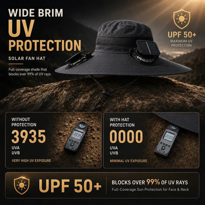 Solar Cooling Hat Dual Fan Rechargeable — Breathable Sun Hat with Fan for Outdoor Hiking Golf Camping Men Women