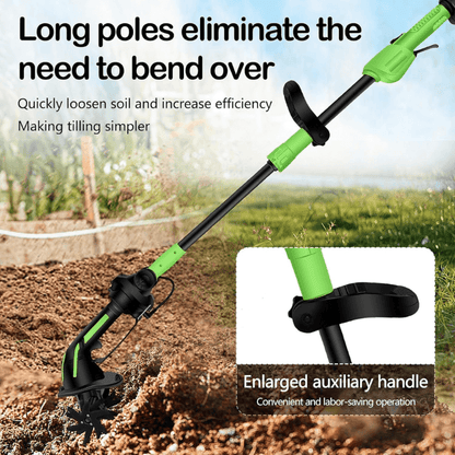 Multifunctional 2-in-1 Cordless Tiller & Cultivator with Telescopic Pole