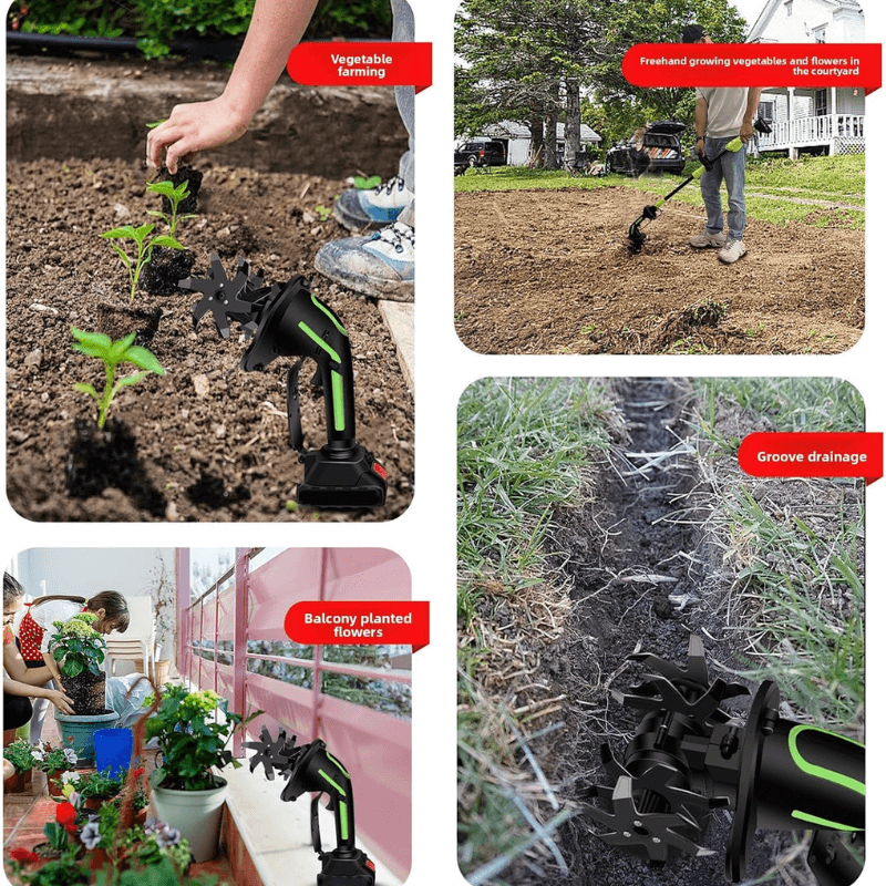 Multifunctional 2-in-1 Cordless Tiller & Cultivator with Telescopic Pole