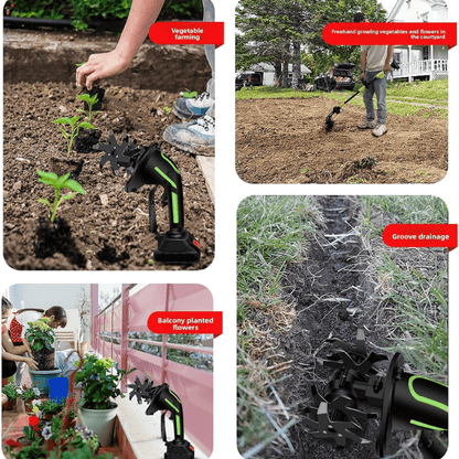 Multifunctional 2-in-1 Cordless Tiller & Cultivator with Telescopic Pole