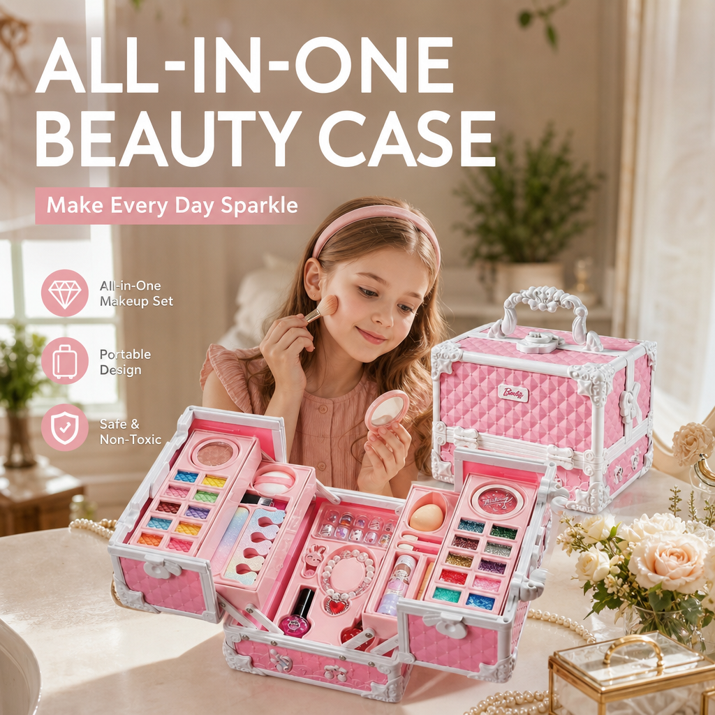 🎀 Princess Makeup Treasure Chest – Fold-Out Beauty Play Set for Kids