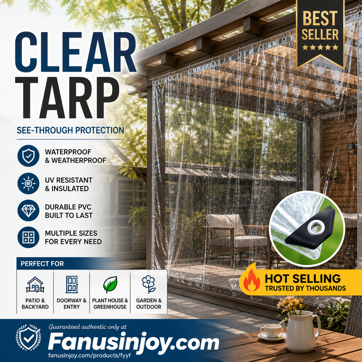 🌧️Heavy-Duty Clear Tarp – Outdoor Coverage Without Blocking the Light