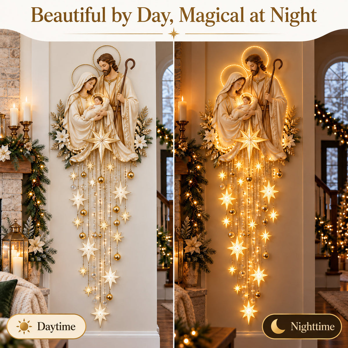 ✝️✨AuraNativity™ Cascading Lighted Wall Art – A Cascading Holiday Heirloom