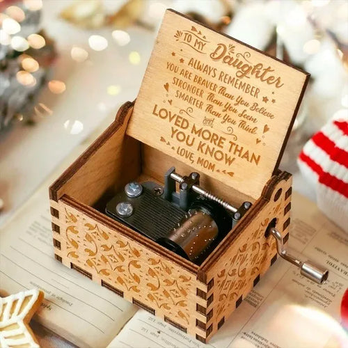 💛 Hand-Crank Wooden Music Box – A Little Gift With A Big Message