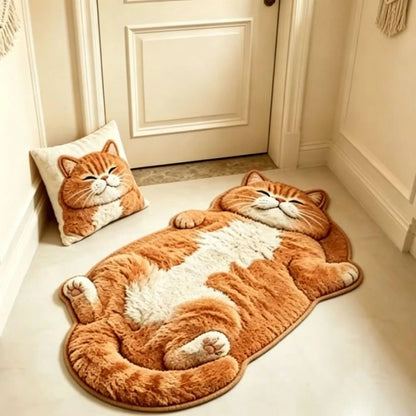 🐱 Chubby Cat Shaped Rug – Adorable Soft Plush Floor Mat for Cat Lovers