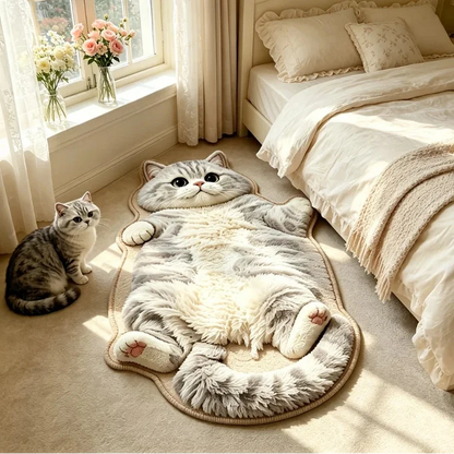 🐱 Chubby Cat Shaped Rug – Adorable Soft Plush Floor Mat for Cat Lovers