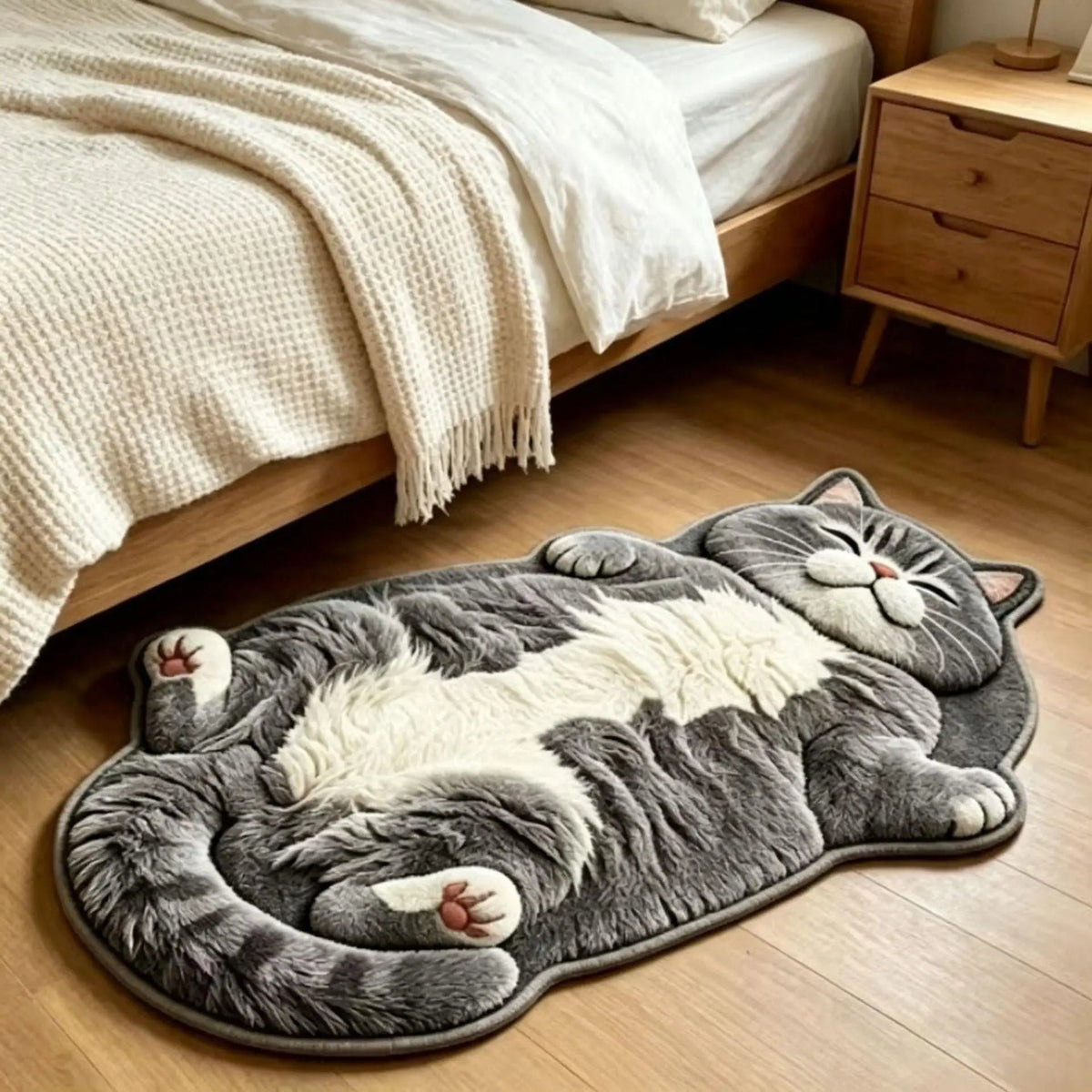 🐱 Chubby Cat Shaped Rug – Adorable Soft Plush Floor Mat for Cat Lovers