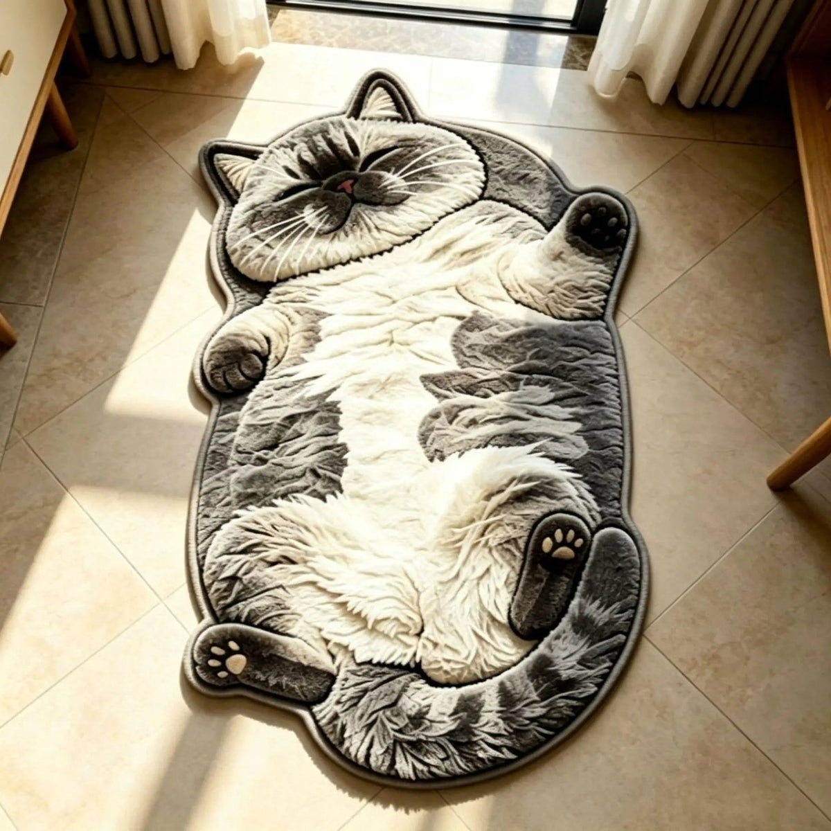 🐱 Chubby Cat Shaped Rug – Adorable Soft Plush Floor Mat for Cat Lovers
