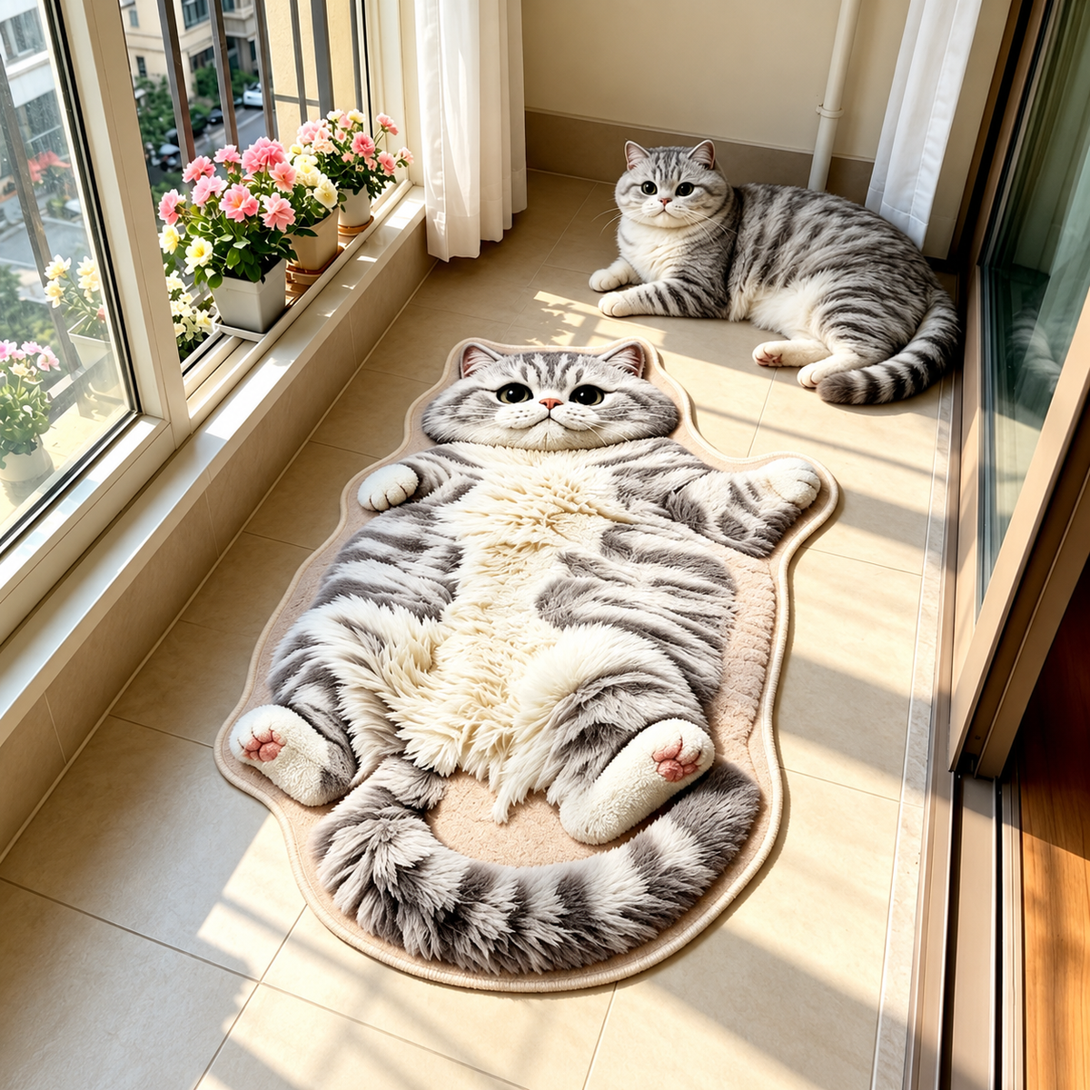 🐱 Chubby Cat Shaped Rug – Adorable Soft Plush Floor Mat for Cat Lovers