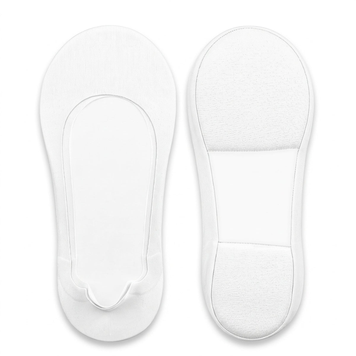 White cushioned no-show sock front and padded underside