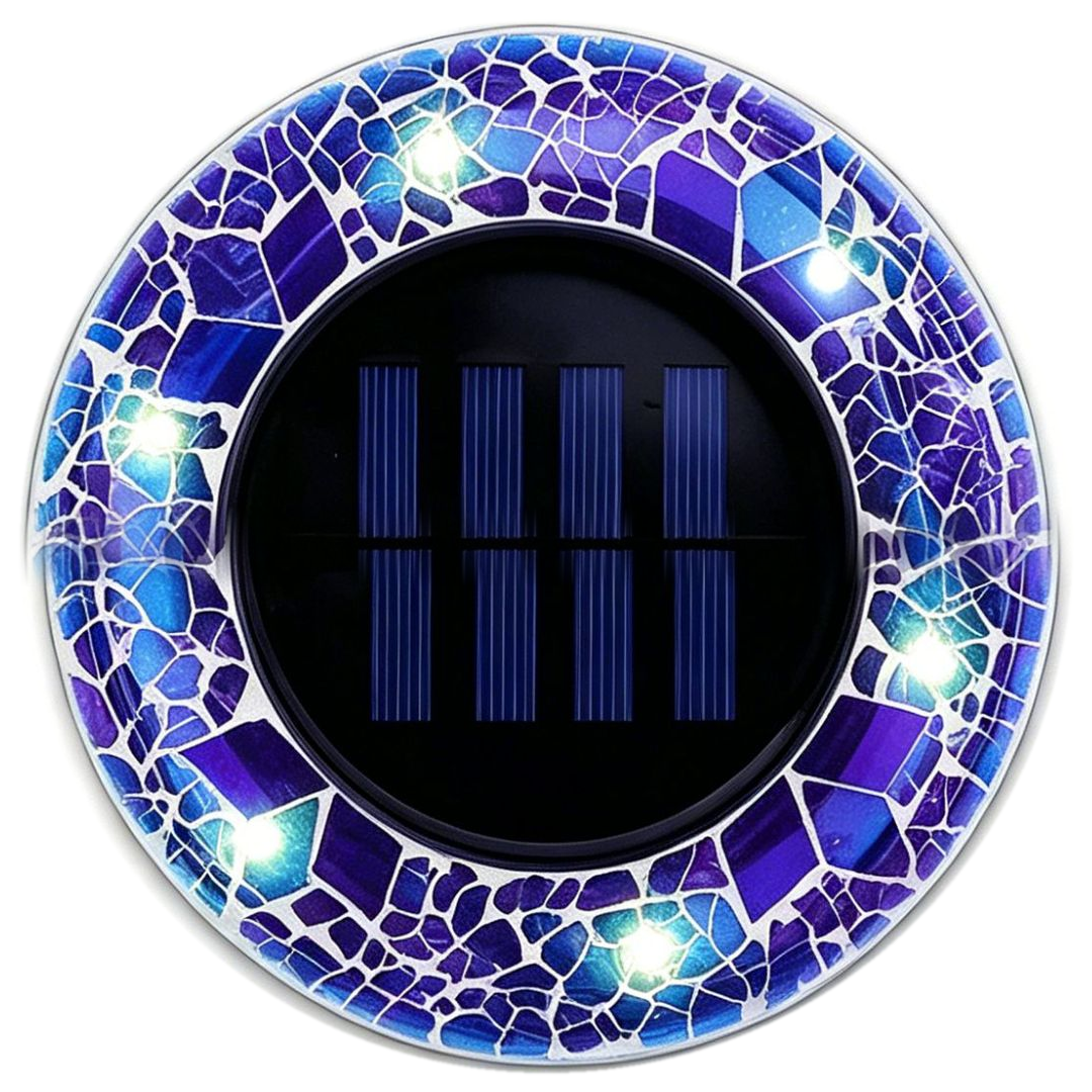Solar Outdoor Mosaic Disk Pathway LED Lights