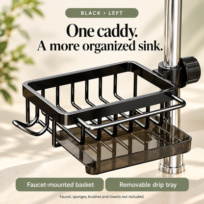 🧽 Faucet-Mounted Sink Caddy with Removable Drip Tray