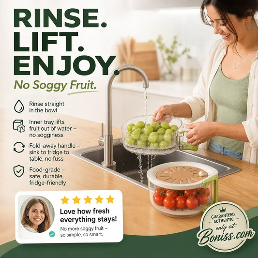 3-in-1 Fruit Washing & Storage Bowl – Rinse, Drain & Store in One