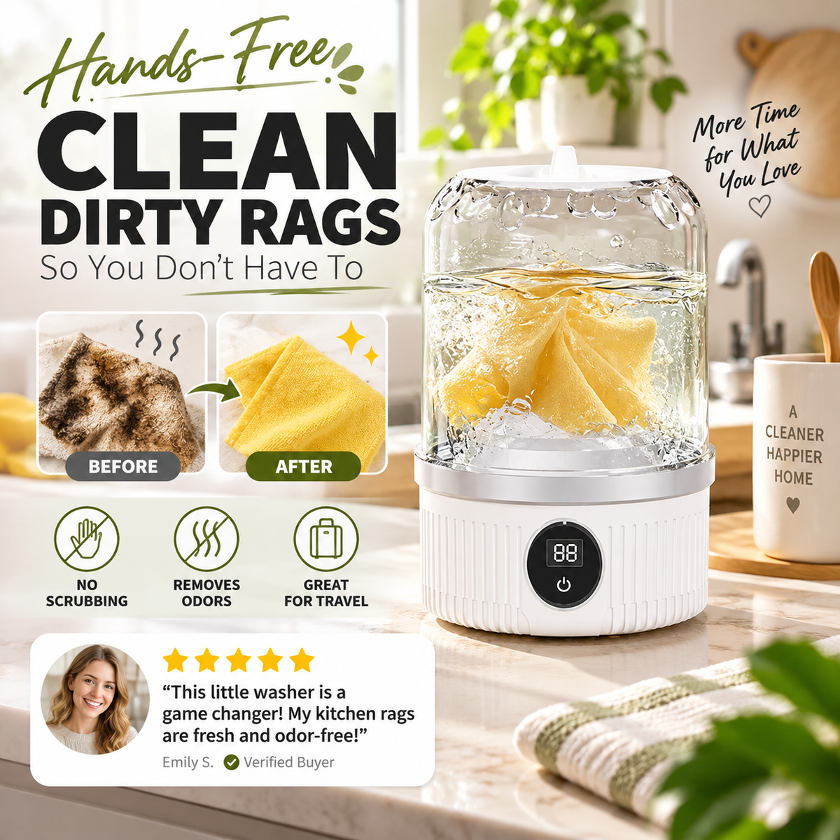 🧺 Cordless Mini Washing Machine – USB-C Rechargeable, 2 Wash Modes