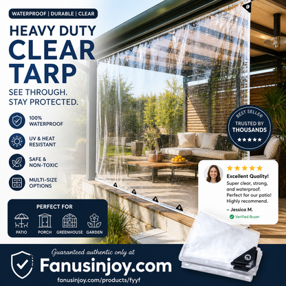 🌧️Heavy-Duty Clear Tarp – Outdoor Coverage Without Blocking the Light