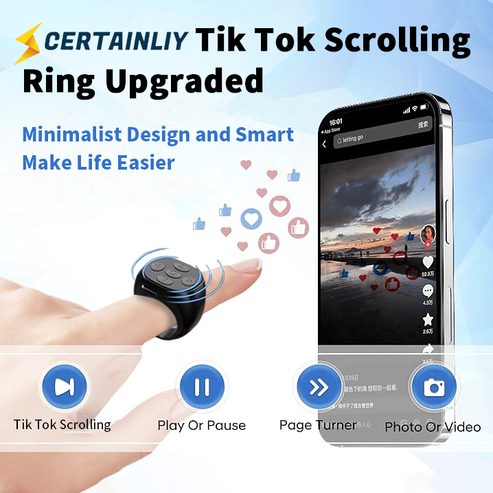Scroll Without Touching Your Phone – Bluetooth Fingertip Remote Ring