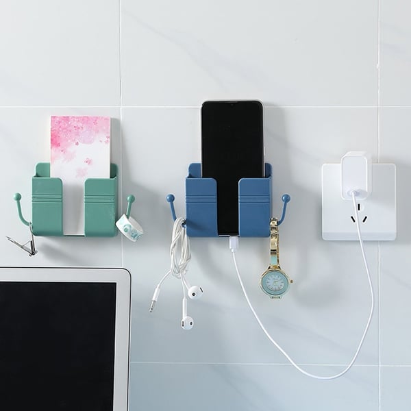 Compact Phone & Remote Organizer with Side Hooks