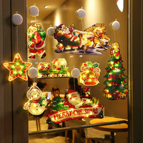 🎅Christmas Window Decoration Light – Warm White LED, 9 Shapes