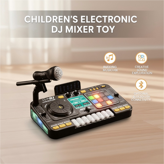 Kids DJ Mixer Music Toy – 12 Tracks, 8 Keys & Bluetooth Option