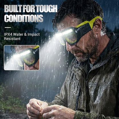 🔥 Hands-Free LED Work Glasses – Wide Front Beam + Dual Side Spotlights