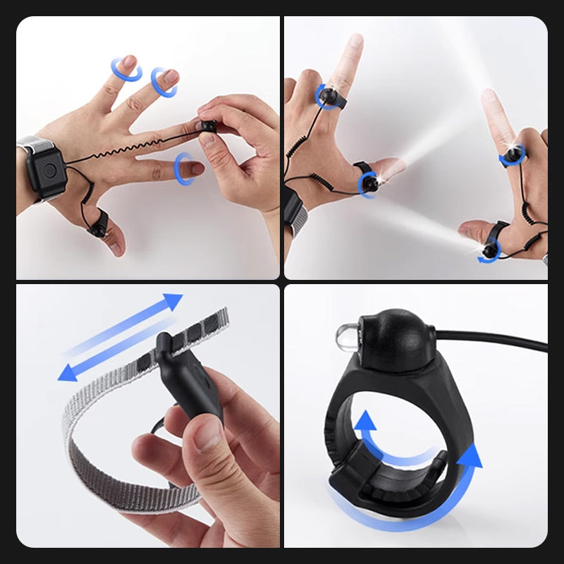 💡 Rechargeable Hands-Free Finger Flashlight – 360° Adjustable LED Work Light
