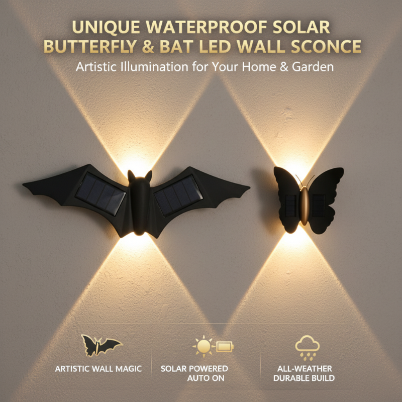 🦋 Solar Butterfly & Bat Wall Lights – Wall Art by Day, Glow by Night