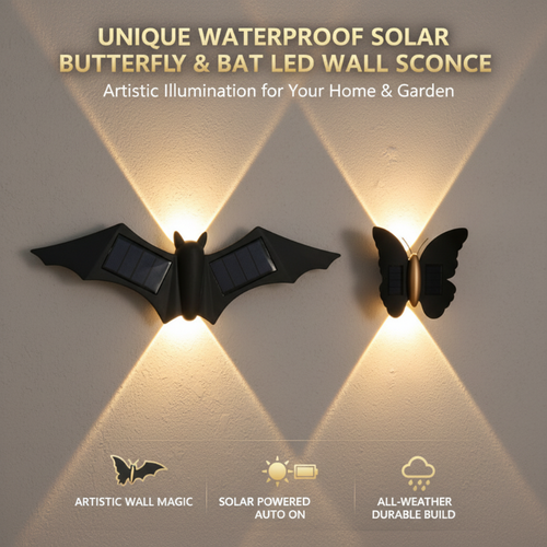 🦋 Solar Butterfly & Bat Wall Lights – Wall Art by Day, Glow by Night
