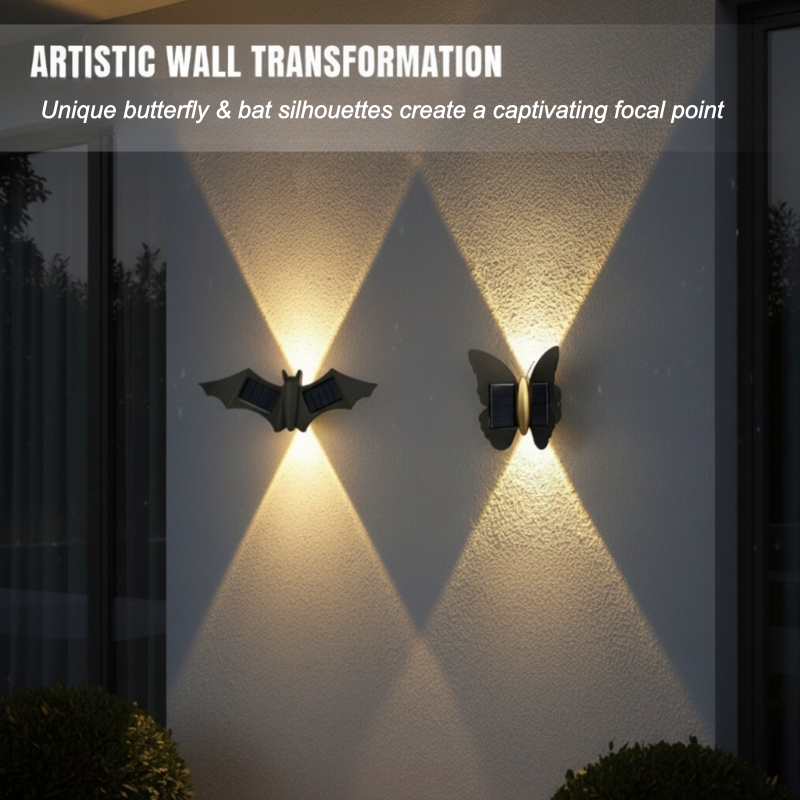 🦋 Solar Butterfly & Bat Wall Lights – Wall Art by Day, Glow by Night