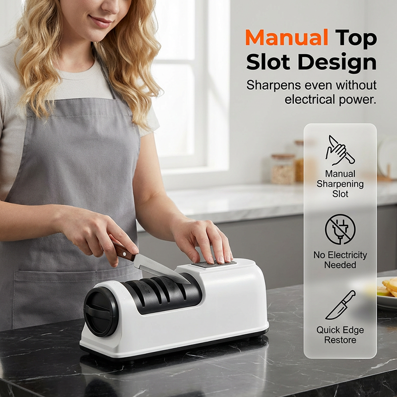 🔪3-Stage Electric & Manual Knife Sharpener