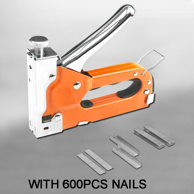 3-in-1 Manual Staple Gun with Adjustable Force & 600 Fasteners