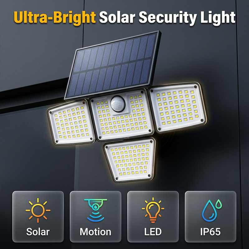 4-Panel Solar Motion Sensor Light – Illuminate Dark Outdoor Corners