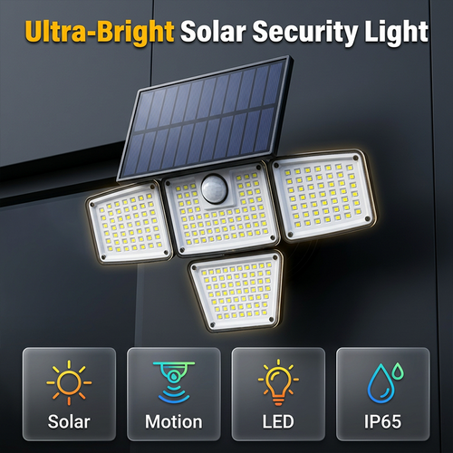 4-Panel Solar Motion Sensor Light – Illuminate Dark Outdoor Corners