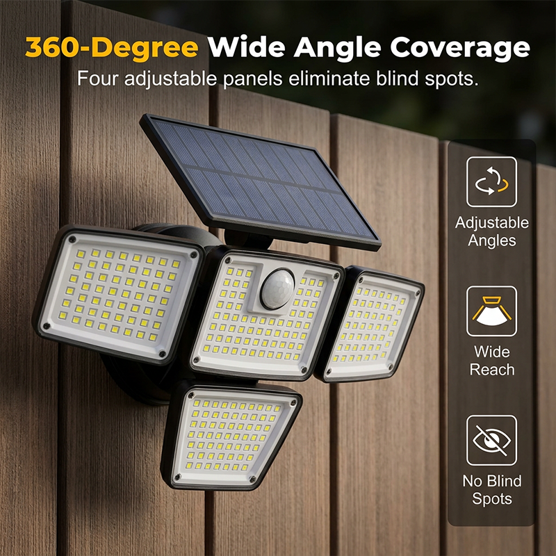 4-Panel Solar Motion Sensor Light – Illuminate Dark Outdoor Corners