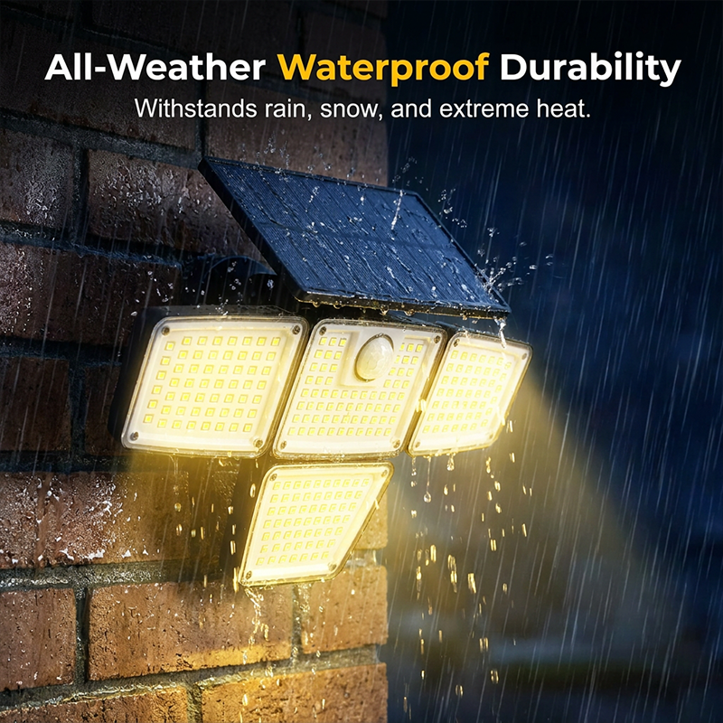4-Panel Solar Motion Sensor Light – Illuminate Dark Outdoor Corners
