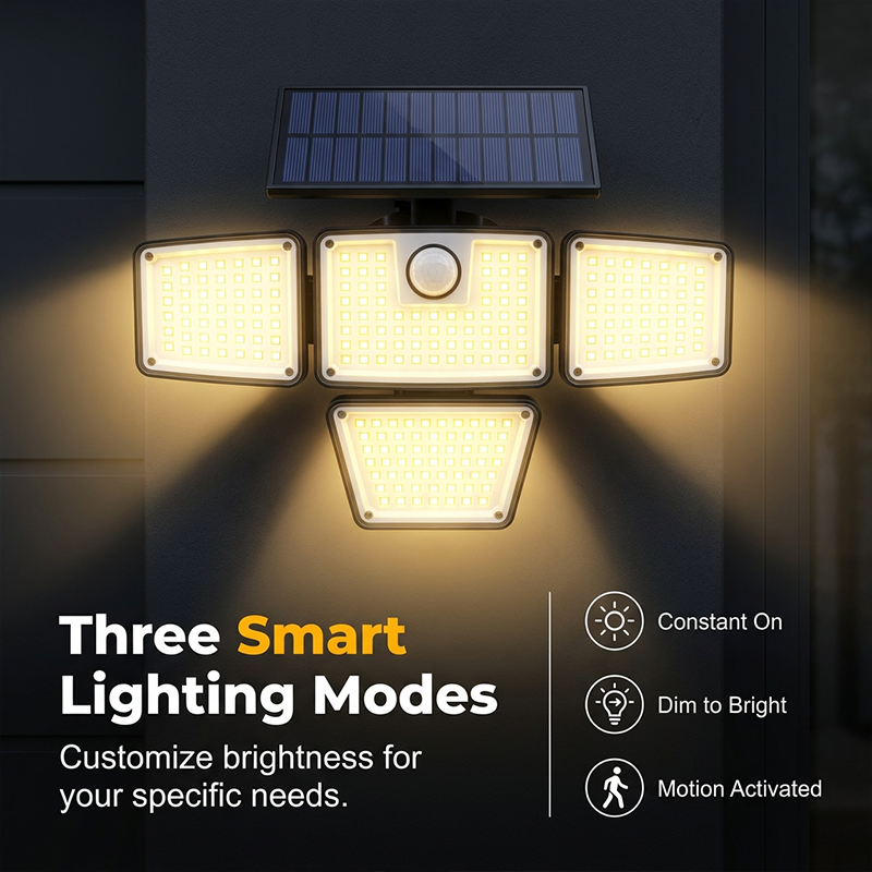 4-Panel Solar Motion Sensor Light – Illuminate Dark Outdoor Corners