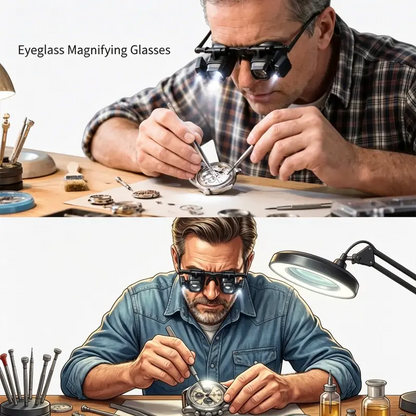 See Tiny Details Hands-Free — LED Magnifying Glasses 2X–24X