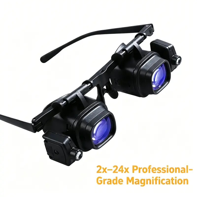 See Tiny Details Hands-Free — LED Magnifying Glasses 2X–24X