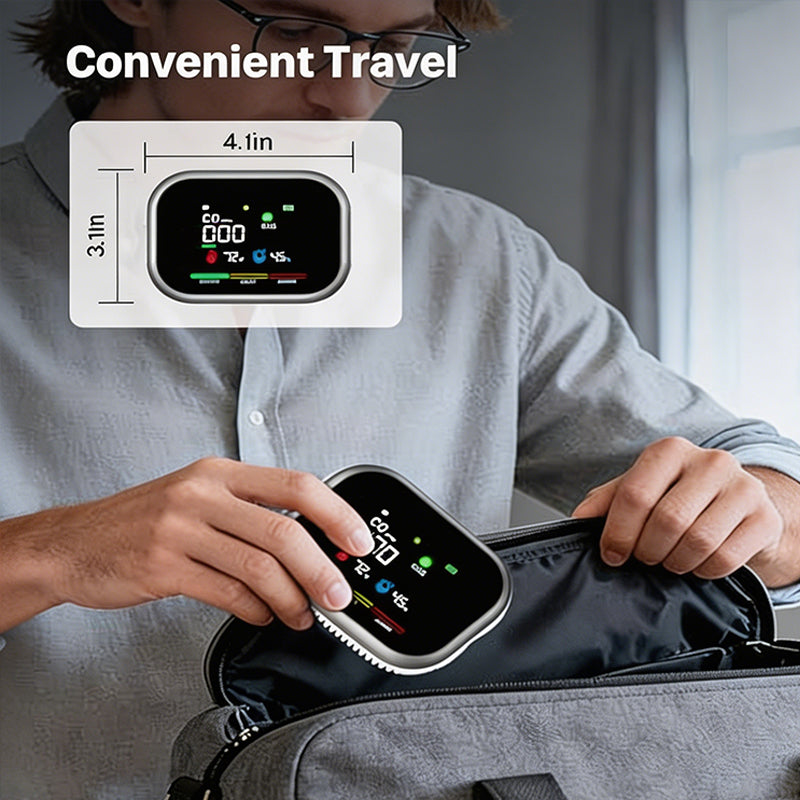 🛡️ Multi-Function Home Air Monitor – LCD Display, Audible Alerts & Battery Backup