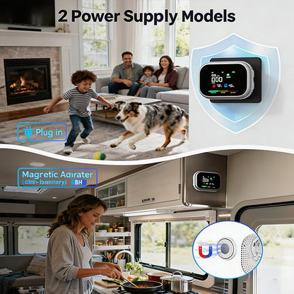 🛡️ Multi-Function Home Air Monitor – LCD Display, Audible Alerts & Battery Backup
