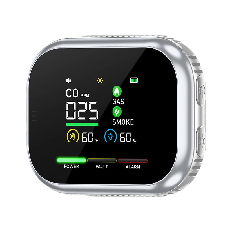 🛡️ Multi-Function Home Air Monitor – LCD Display, Audible Alerts & Battery Backup