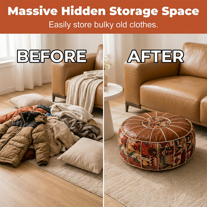2-in-1 Fillable Storage Ottoman Pouf – Hidden Storage & Footrest
