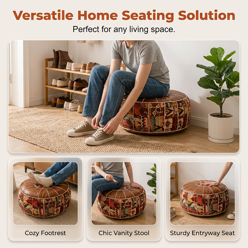 2-in-1 Fillable Storage Ottoman Pouf – Hidden Storage & Footrest
