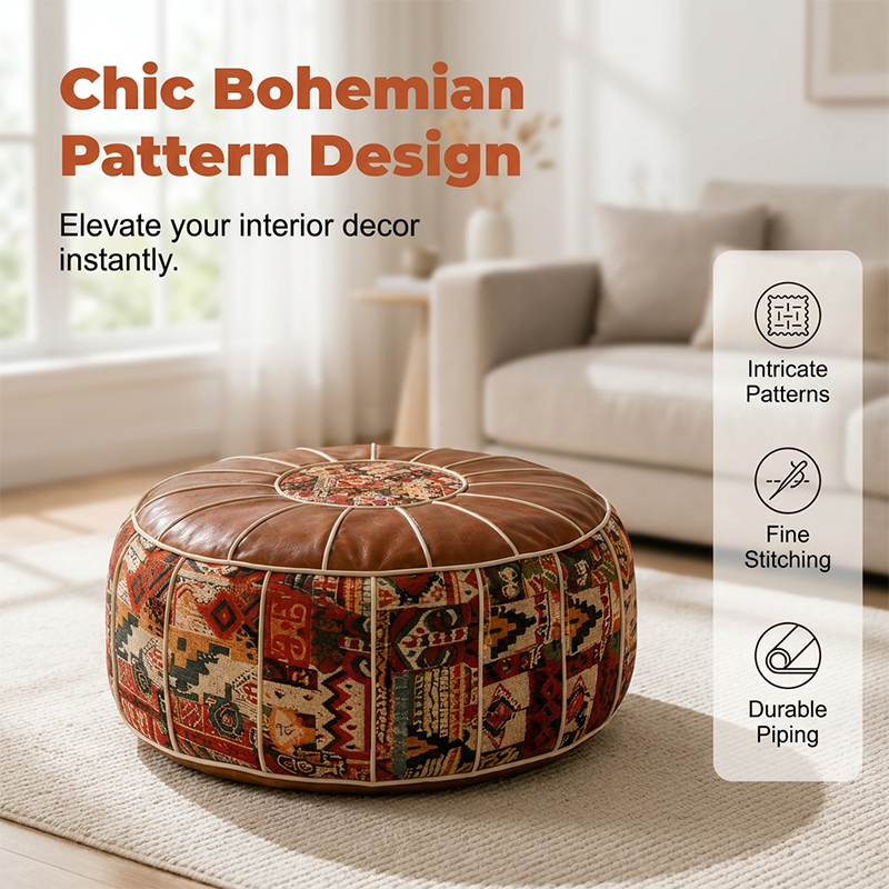 2-in-1 Fillable Storage Ottoman Pouf – Hidden Storage & Footrest