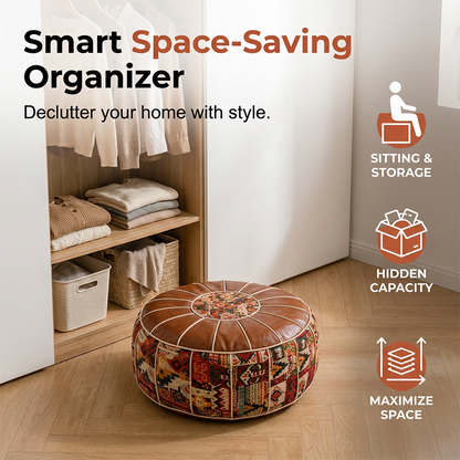2-in-1 Fillable Storage Ottoman Pouf – Hidden Storage & Footrest